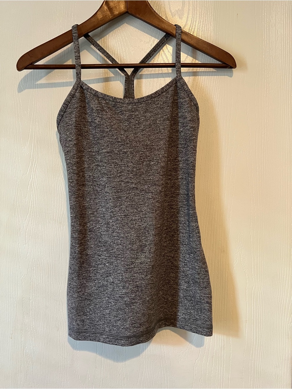 LULULEMON Power Y Racerback Tank Top Shirt Shelf Bra Heathered Grey Size 4